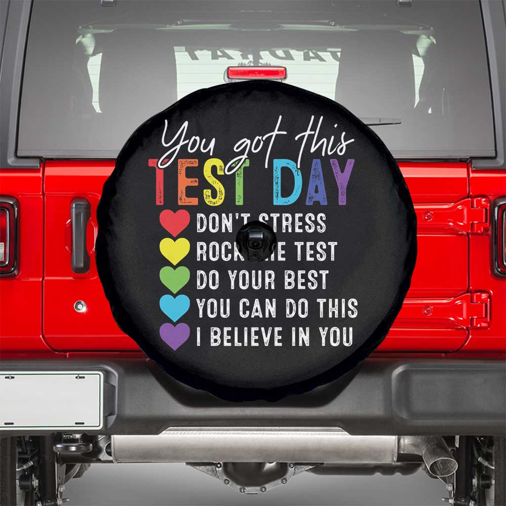 Funny Test Day Spare Tire Cover You Got This Don't Stress Rock The Test TS11 Black Print Your Wear