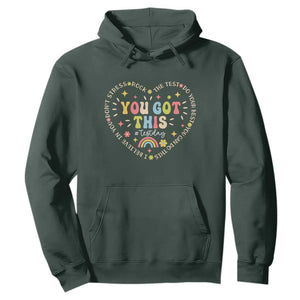 Funny Test Day You Got This Hoodie Testing Day Rock The Test Do Your Best Heart TS11 Dark Forest Green Print Your Wear