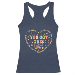 Funny Test Day You Got This Racerback Tank Top Testing Day Rock The Test Do Your Best Heart TS11 Navy Print Your Wear