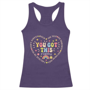 Funny Test Day You Got This Racerback Tank Top Testing Day Rock The Test Do Your Best Heart TS11 Purple Print Your Wear