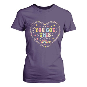 Funny Test Day You Got This T Shirt For Women Testing Day Rock The Test Do Your Best Heart TS11 Purple Print Your Wear