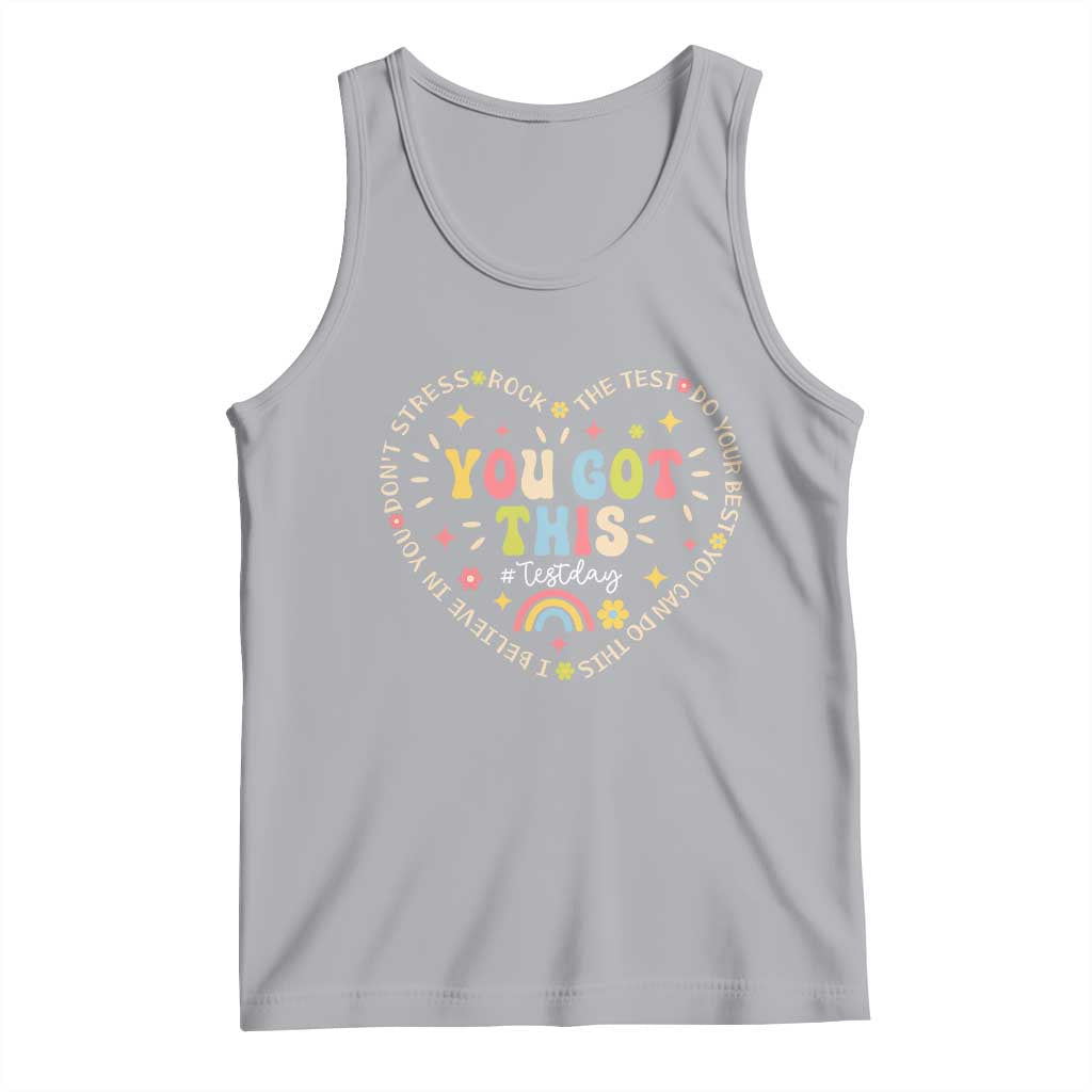 Funny Test Day You Got This Tank Top Testing Day Rock The Test Do Your Best Heart TS11 Athletic Heather Print Your Wear