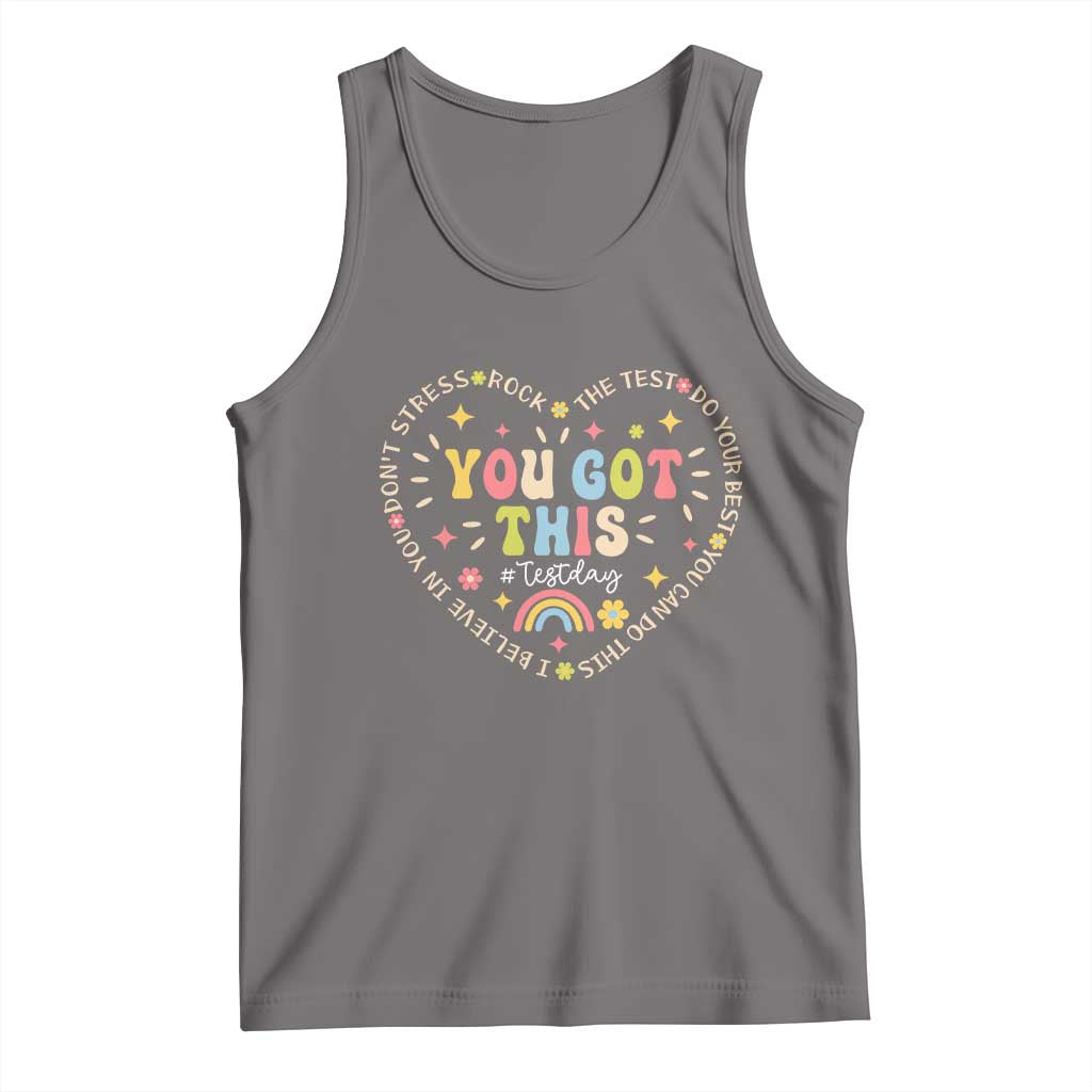 Funny Test Day You Got This Tank Top Testing Day Rock The Test Do Your Best Heart TS11 Deep Heather Print Your Wear