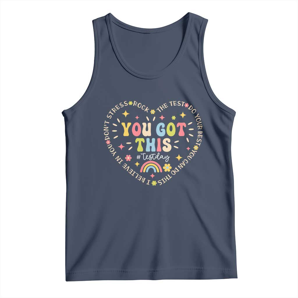 Funny Test Day You Got This Tank Top Testing Day Rock The Test Do Your Best Heart TS11 Navy Print Your Wear