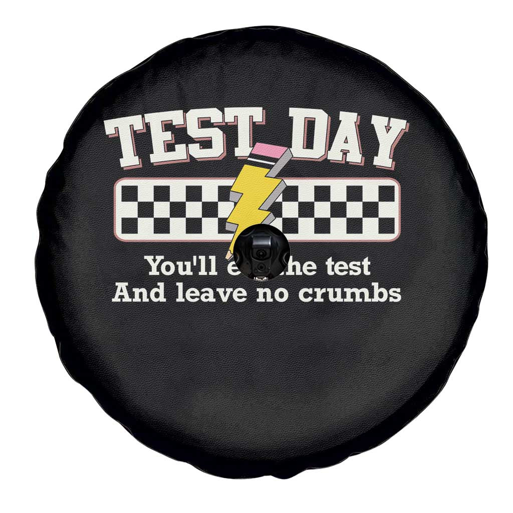 Funny Test Day You'll Eat The Test And Leave No Crumbs Spare Tire Cover Teacher Pencil Lightning Bolt TS11 Print Your Wear