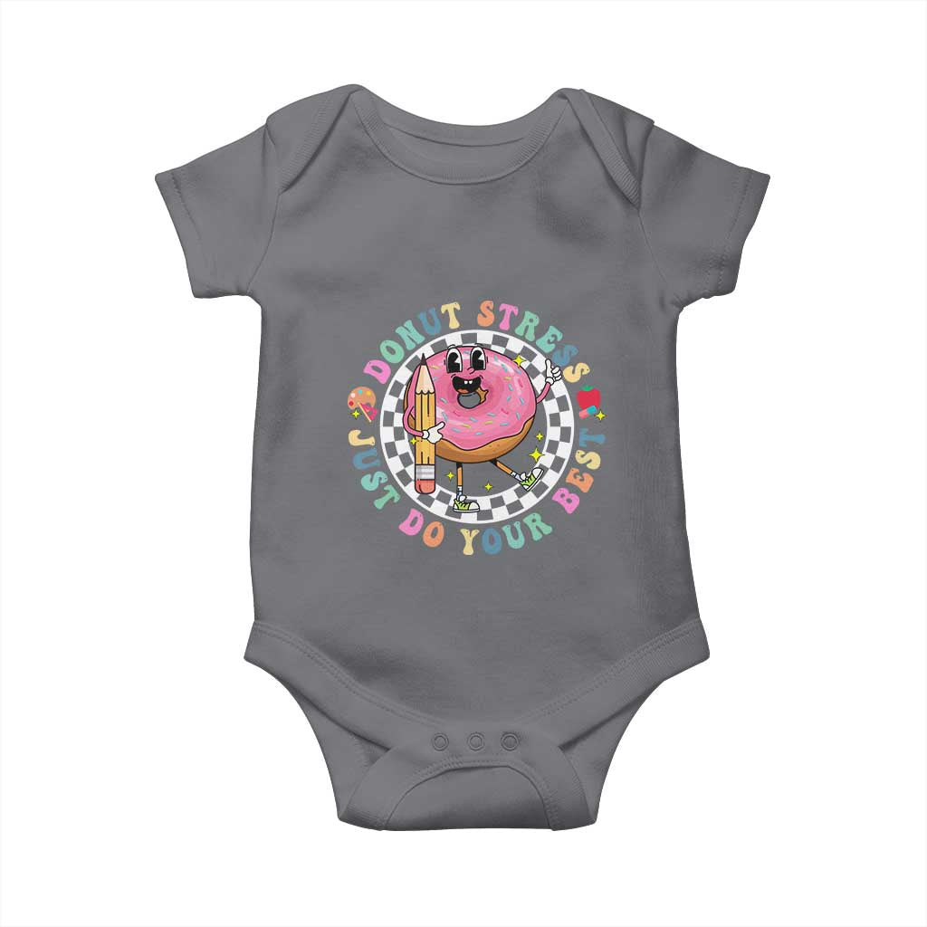 Funny Testing Day Teacher Baby Onesie Donut Stress Just Do Your Best TS11 Charcoal Print Your Wear