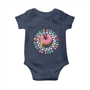 Funny Testing Day Teacher Baby Onesie Donut Stress Just Do Your Best TS11 Navy Print Your Wear