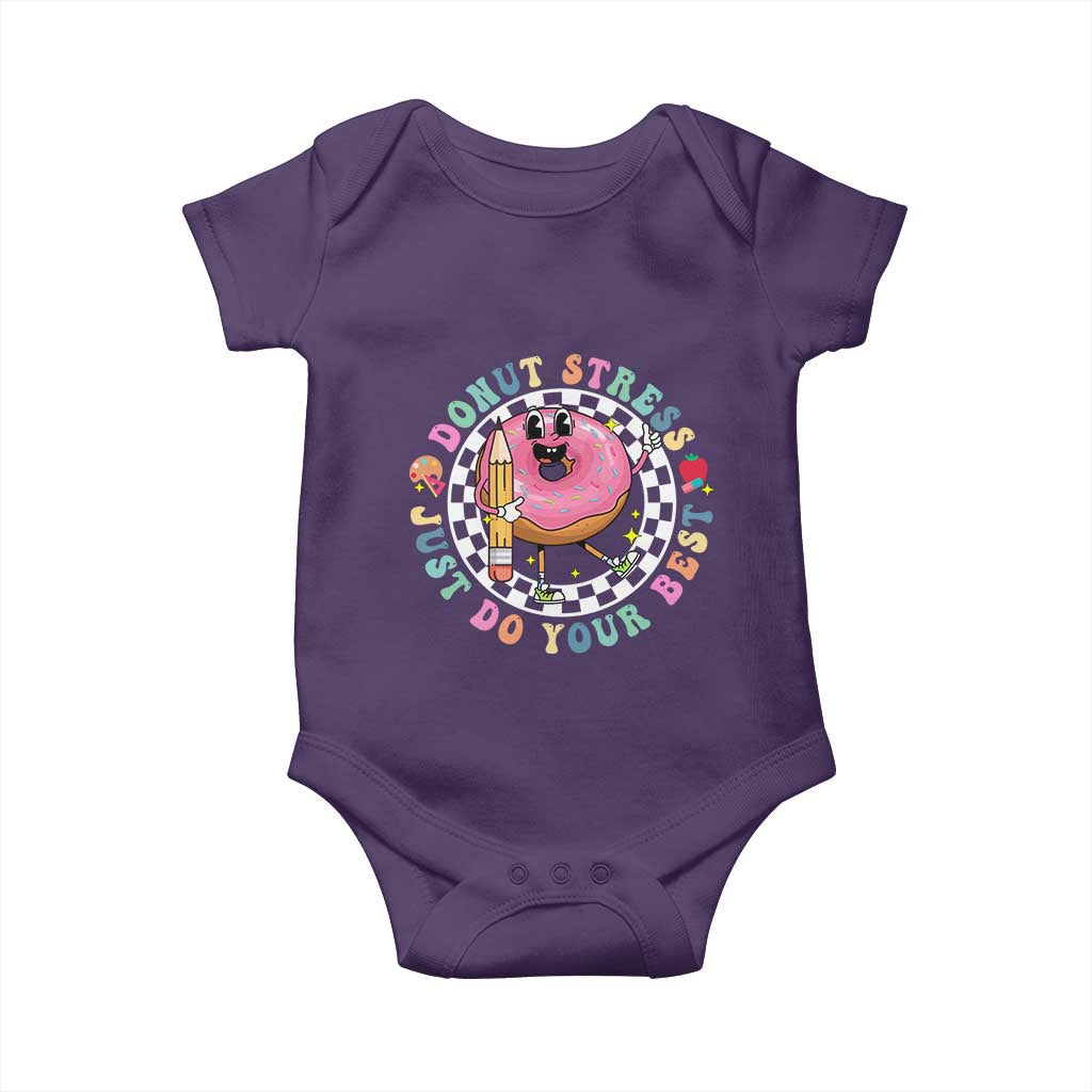 Funny Testing Day Teacher Baby Onesie Donut Stress Just Do Your Best TS11 Purple Print Your Wear