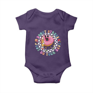 Funny Testing Day Teacher Baby Onesie Donut Stress Just Do Your Best TS11 Purple Print Your Wear
