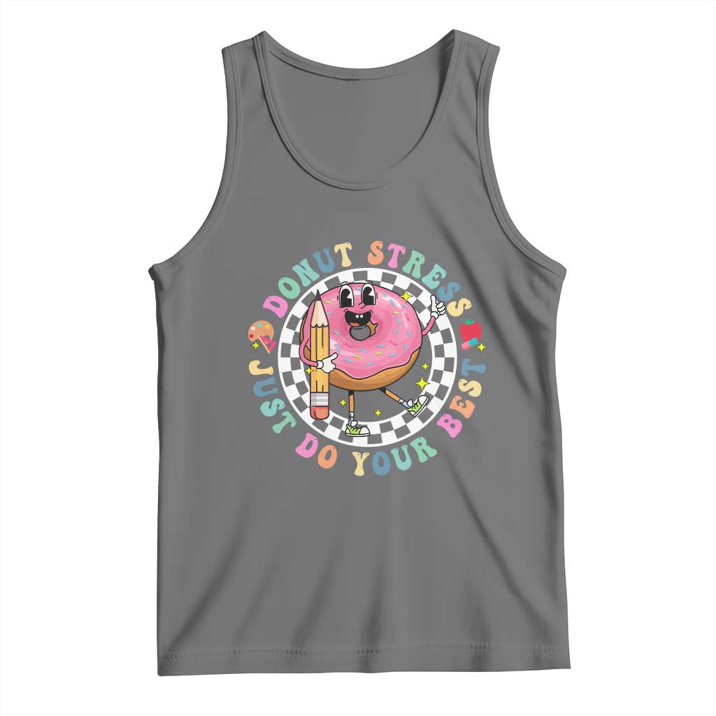 Funny Testing Day Teacher Tank Top Donut Stress Just Do Your Best TS11 Black Heather Print Your Wear