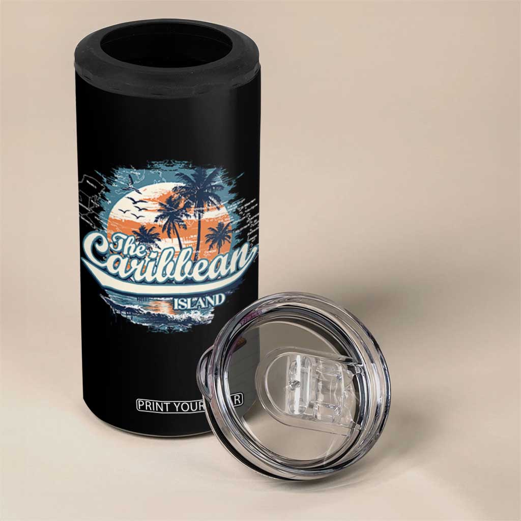 Funny The Caribbean Islands 4 in 1 Can Cooler Tumbler Caribbean Sea Tour Summer Vacation TS11 Print Your Wear
