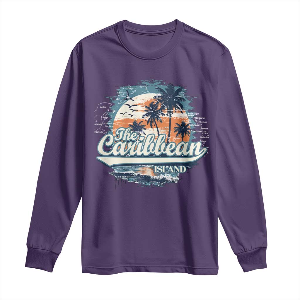 Funny The Caribbean Islands Long Sleeve Shirt Caribbean Sea Tour Summer Vacation TS11 Purple Print Your Wear
