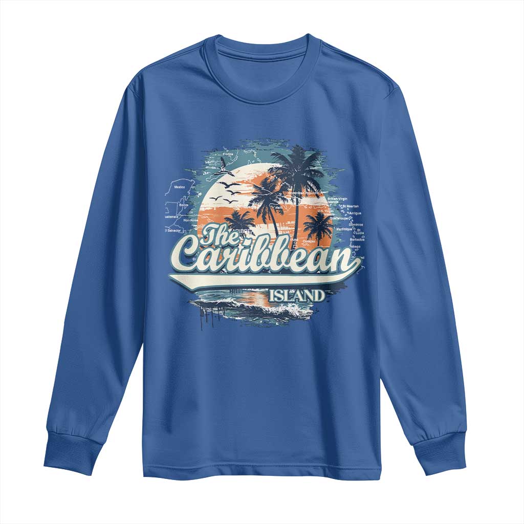 Funny The Caribbean Islands Long Sleeve Shirt Caribbean Sea Tour Summer Vacation TS11 Royal Blue Print Your Wear