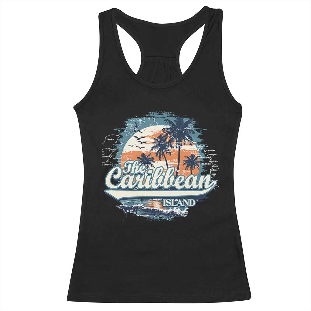 Funny The Caribbean Islands Racerback Tank Top Caribbean Sea Tour Summer Vacation TS11 Black Print Your Wear