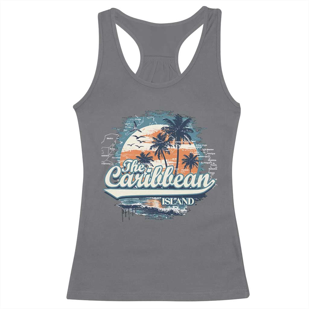 Funny The Caribbean Islands Racerback Tank Top Caribbean Sea Tour Summer Vacation TS11 Charcoal Print Your Wear