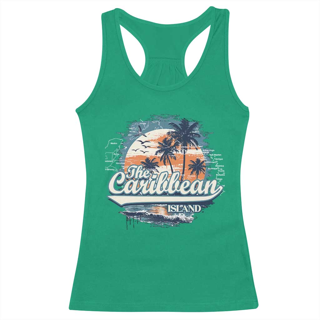 Funny The Caribbean Islands Racerback Tank Top Caribbean Sea Tour Summer Vacation TS11 Irish Green Print Your Wear
