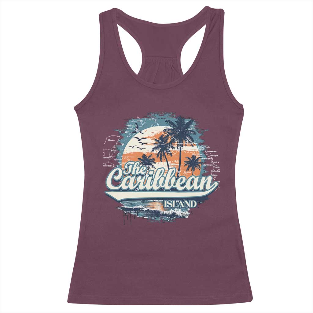 Funny The Caribbean Islands Racerback Tank Top Caribbean Sea Tour Summer Vacation TS11 Maroon Print Your Wear