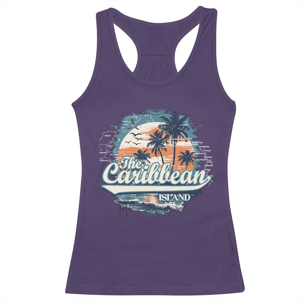 Funny The Caribbean Islands Racerback Tank Top Caribbean Sea Tour Summer Vacation TS11 Purple Print Your Wear