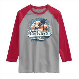 Funny The Caribbean Islands Raglan Shirt Caribbean Sea Tour Summer Vacation TS11 Sport Gray Red Print Your Wear