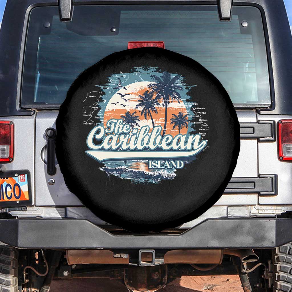 Funny The Caribbean Islands Spare Tire Cover Caribbean Sea Tour Summer Vacation TS11 No hole Black Print Your Wear