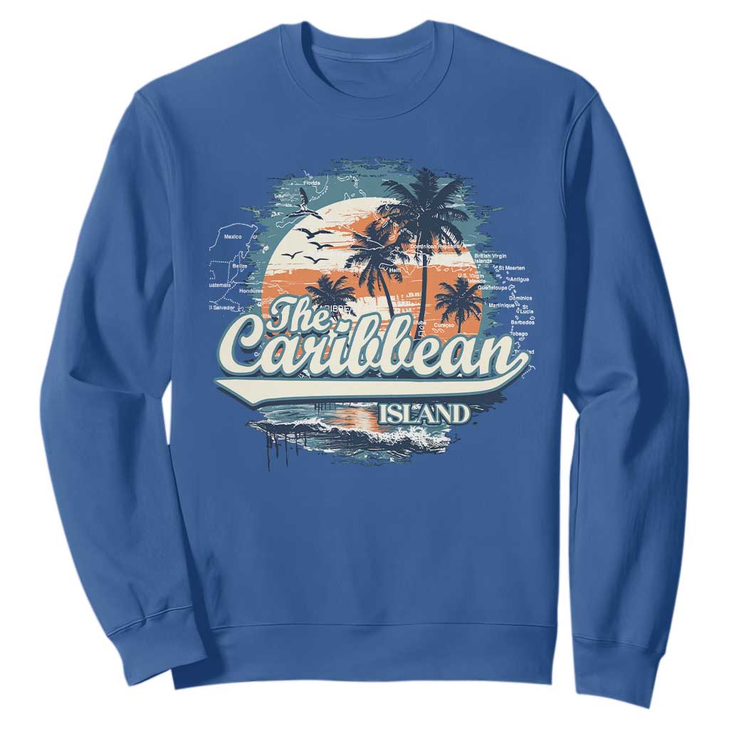 Funny The Caribbean Islands Sweatshirt Caribbean Sea Tour Summer Vacation TS11 Royal Blue Print Your Wear