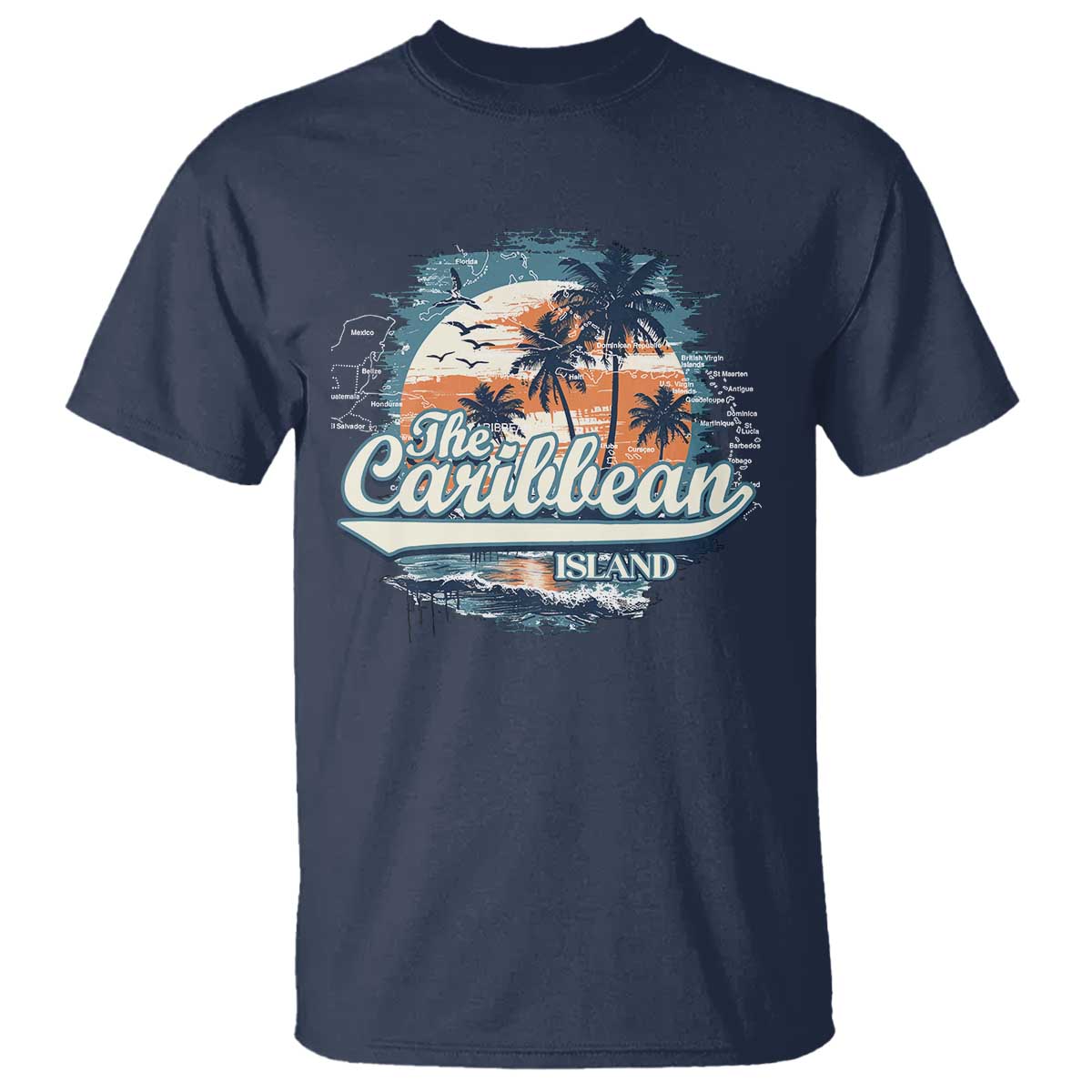 Funny The Caribbean Islands T Shirt Caribbean Sea Tour Summer Vacation TS11 Navy Print Your Wear
