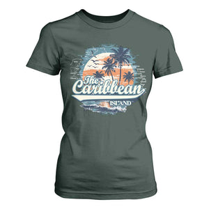 Funny The Caribbean Islands T Shirt For Women Caribbean Sea Tour Summer Vacation TS11 Dark Forest Green Print Your Wear