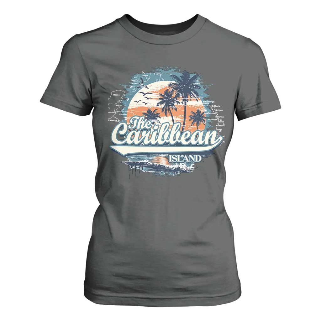 Funny The Caribbean Islands T Shirt For Women Caribbean Sea Tour Summer Vacation TS11 Dark Heather Print Your Wear