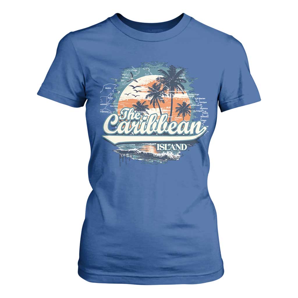 Funny The Caribbean Islands T Shirt For Women Caribbean Sea Tour Summer Vacation TS11 Royal Blue Print Your Wear