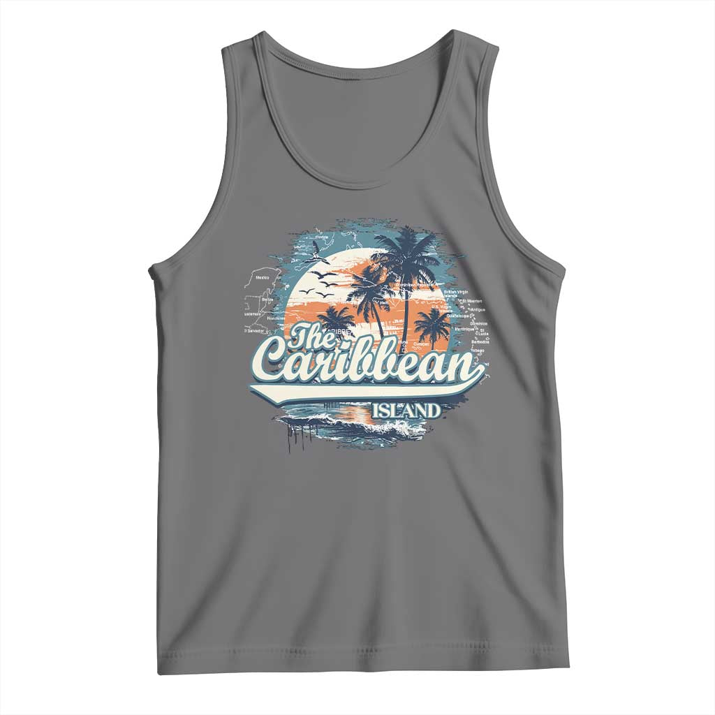 Funny The Caribbean Islands Tank Top Caribbean Sea Tour Summer Vacation TS11 Black Heather Print Your Wear