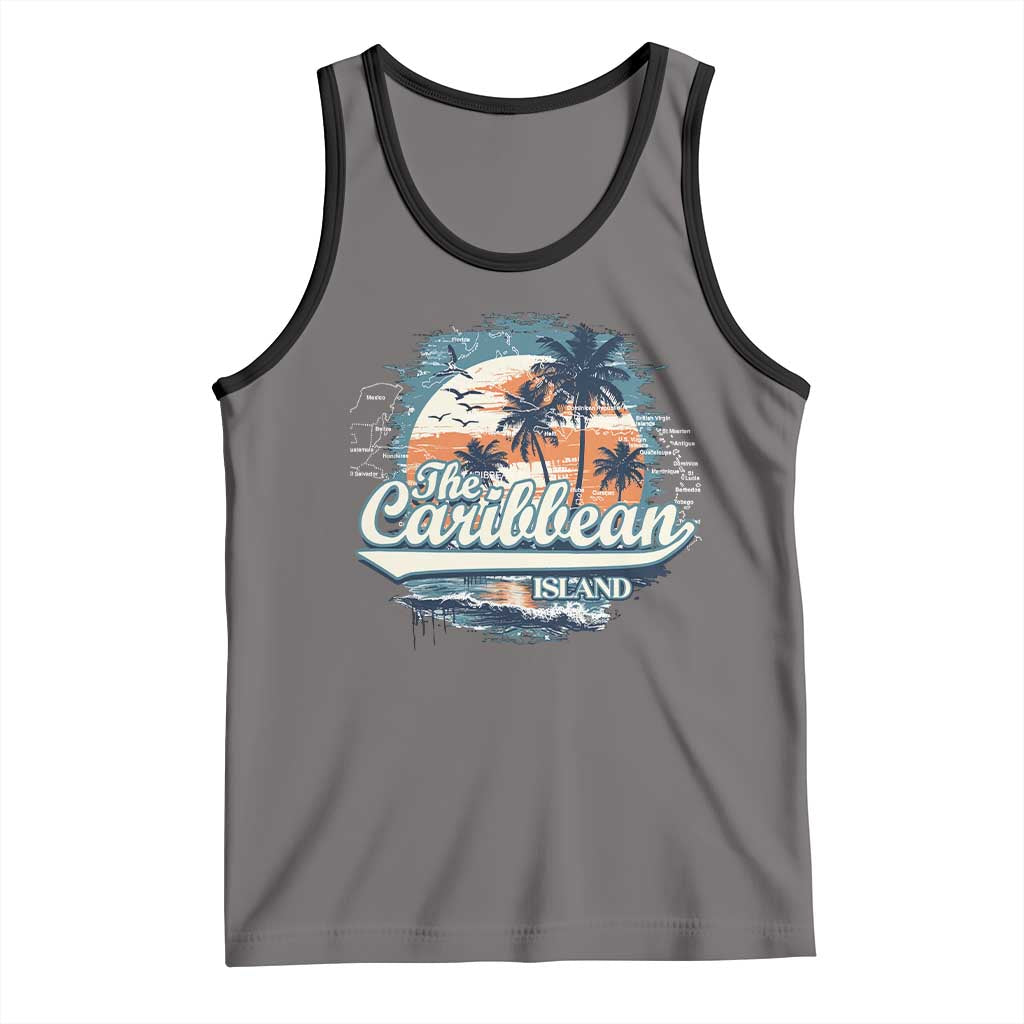 Funny The Caribbean Islands Tank Top Caribbean Sea Tour Summer Vacation TS11 Deep Heather Black Print Your Wear