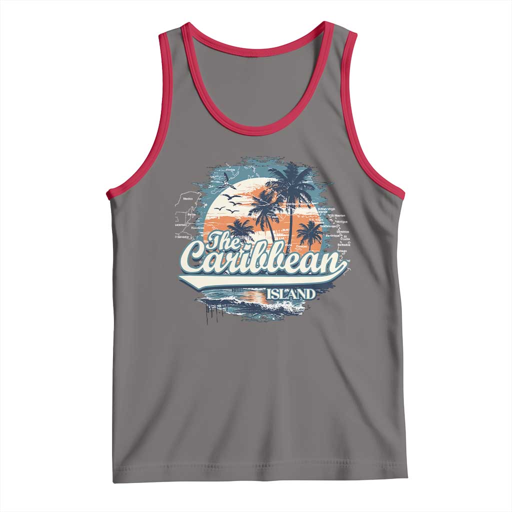 Funny The Caribbean Islands Tank Top Caribbean Sea Tour Summer Vacation TS11 Deep Heather Red Print Your Wear