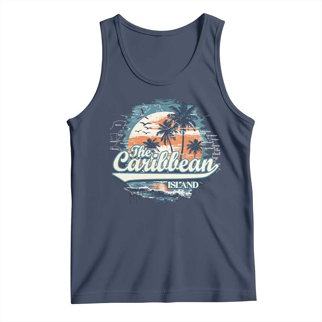 Funny The Caribbean Islands Tank Top Caribbean Sea Tour Summer Vacation TS11 Navy Print Your Wear
