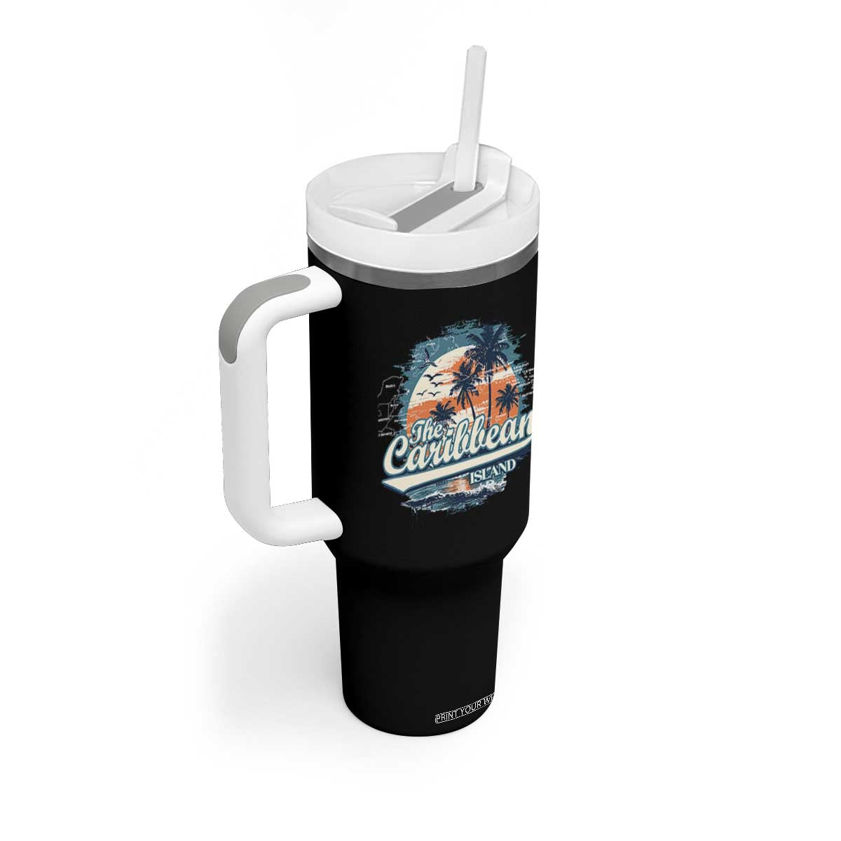 Funny The Caribbean Islands Tumbler With Handle Caribbean Sea Tour Summer Vacation TS11 Print Your Wear