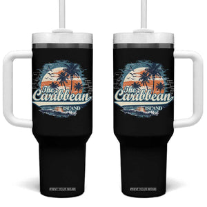 Funny The Caribbean Islands Tumbler With Handle Caribbean Sea Tour Summer Vacation TS11 One Size: 40 oz Black Print Your Wear