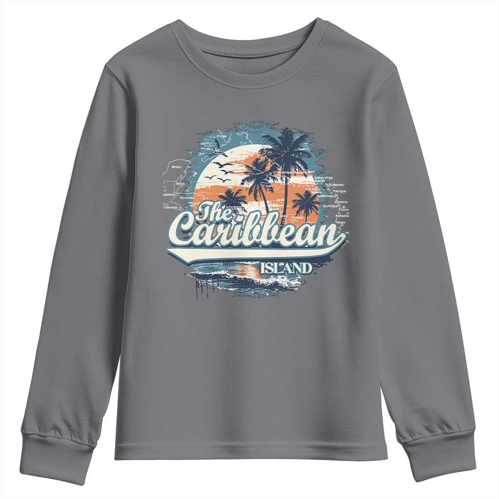 Funny The Caribbean Islands Youth Sweatshirt Caribbean Sea Tour Summer Vacation TS11 Charcoal Print Your Wear