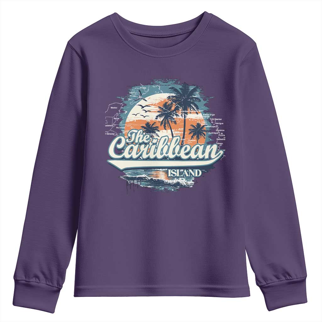 Funny The Caribbean Islands Youth Sweatshirt Caribbean Sea Tour Summer Vacation TS11 Purple Print Your Wear