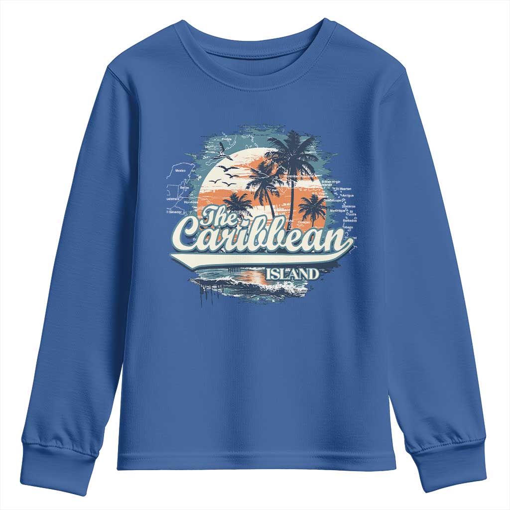 Funny The Caribbean Islands Youth Sweatshirt Caribbean Sea Tour Summer Vacation TS11 Royal Blue Print Your Wear