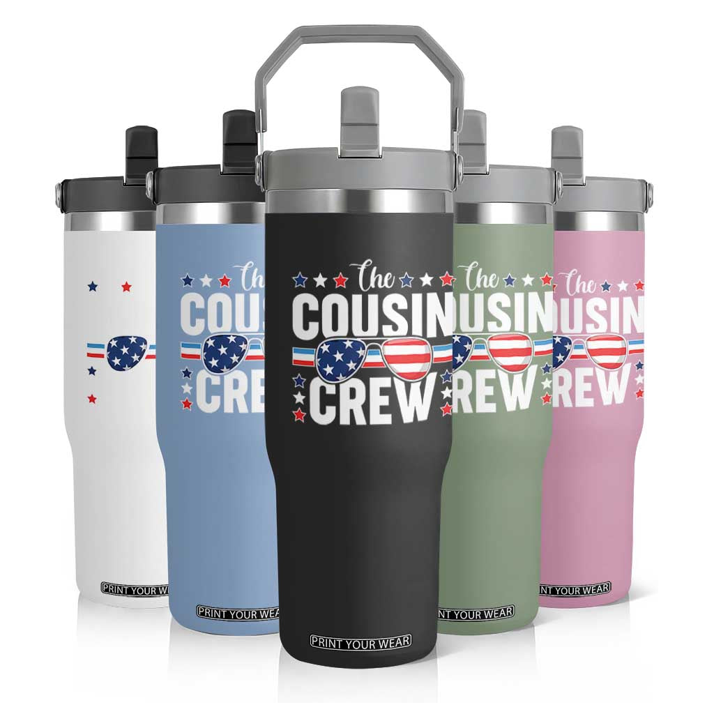 Funny The Cousin Crew 4th Of July Flip Straw Tumbler Patriotic American Family Matching TS11 Print Your Wear