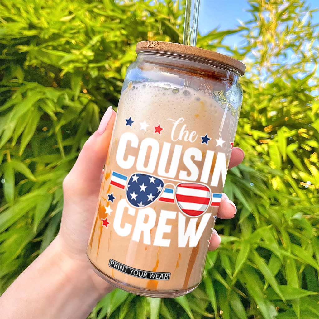 Funny The Cousin Crew 4th Of July Glass Can Patriotic American Family Matching TS11 Print Your Wear
