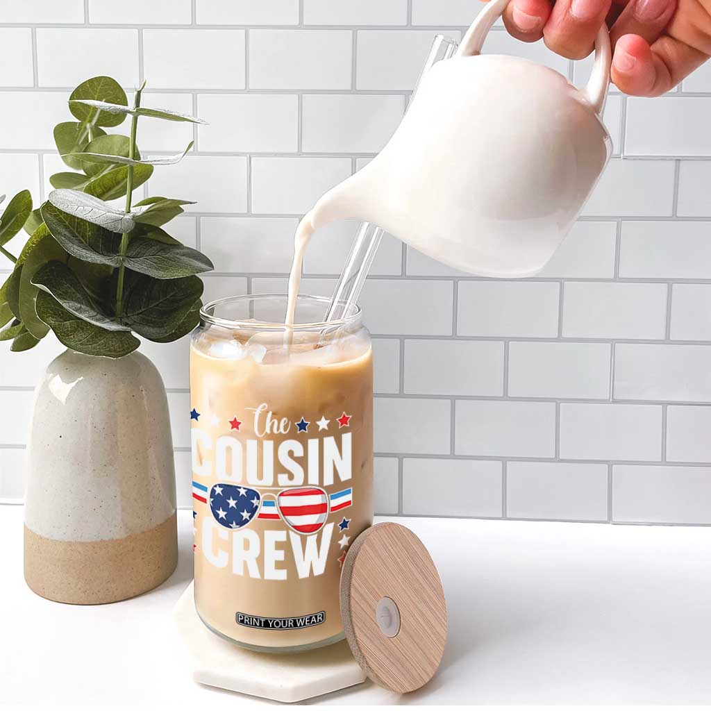 Funny The Cousin Crew 4th Of July Glass Can Patriotic American Family Matching TS11 Print Your Wear