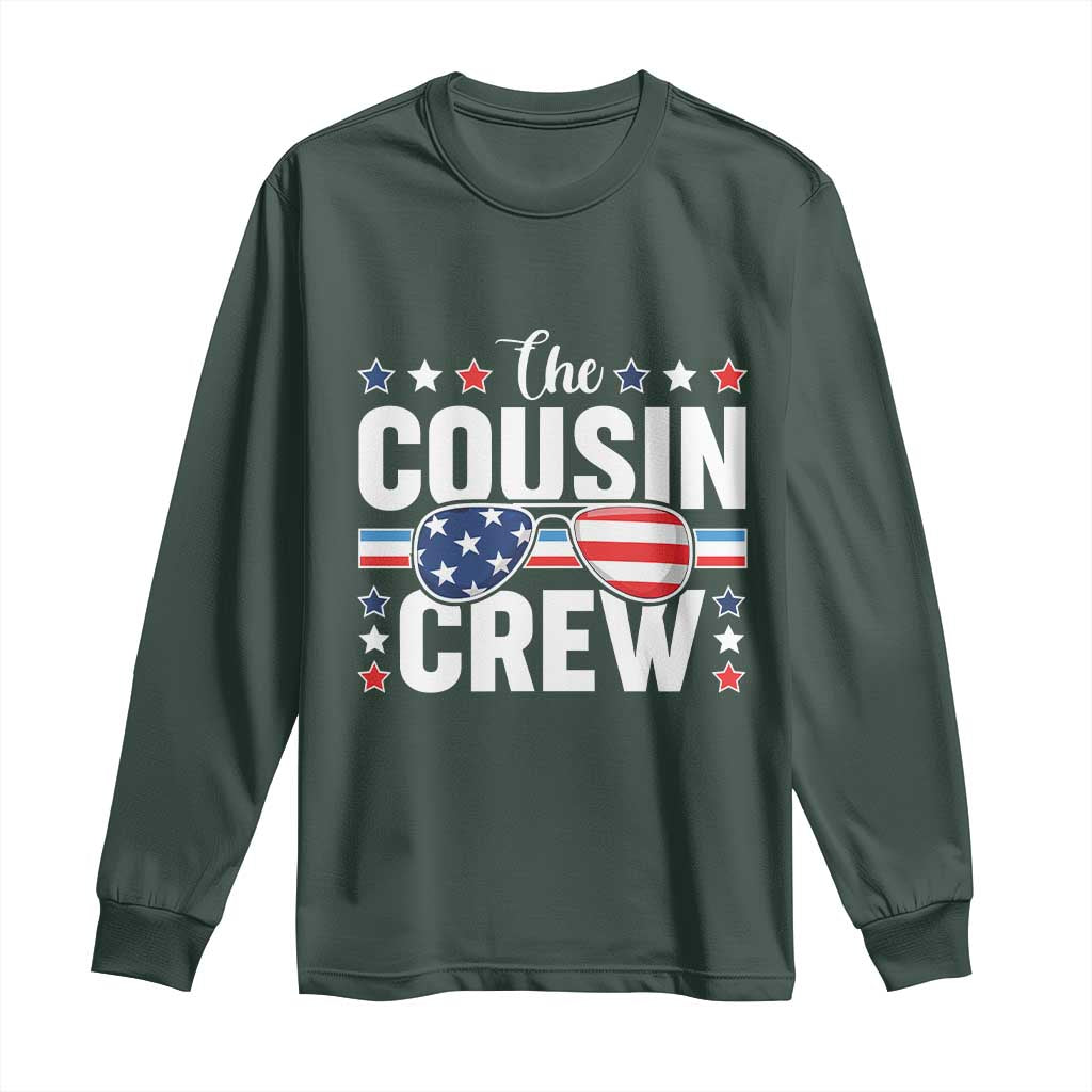 Funny The Cousin Crew 4th Of July Long Sleeve Shirt Patriotic American Family Matching TS11 Dark Forest Green Print Your Wear
