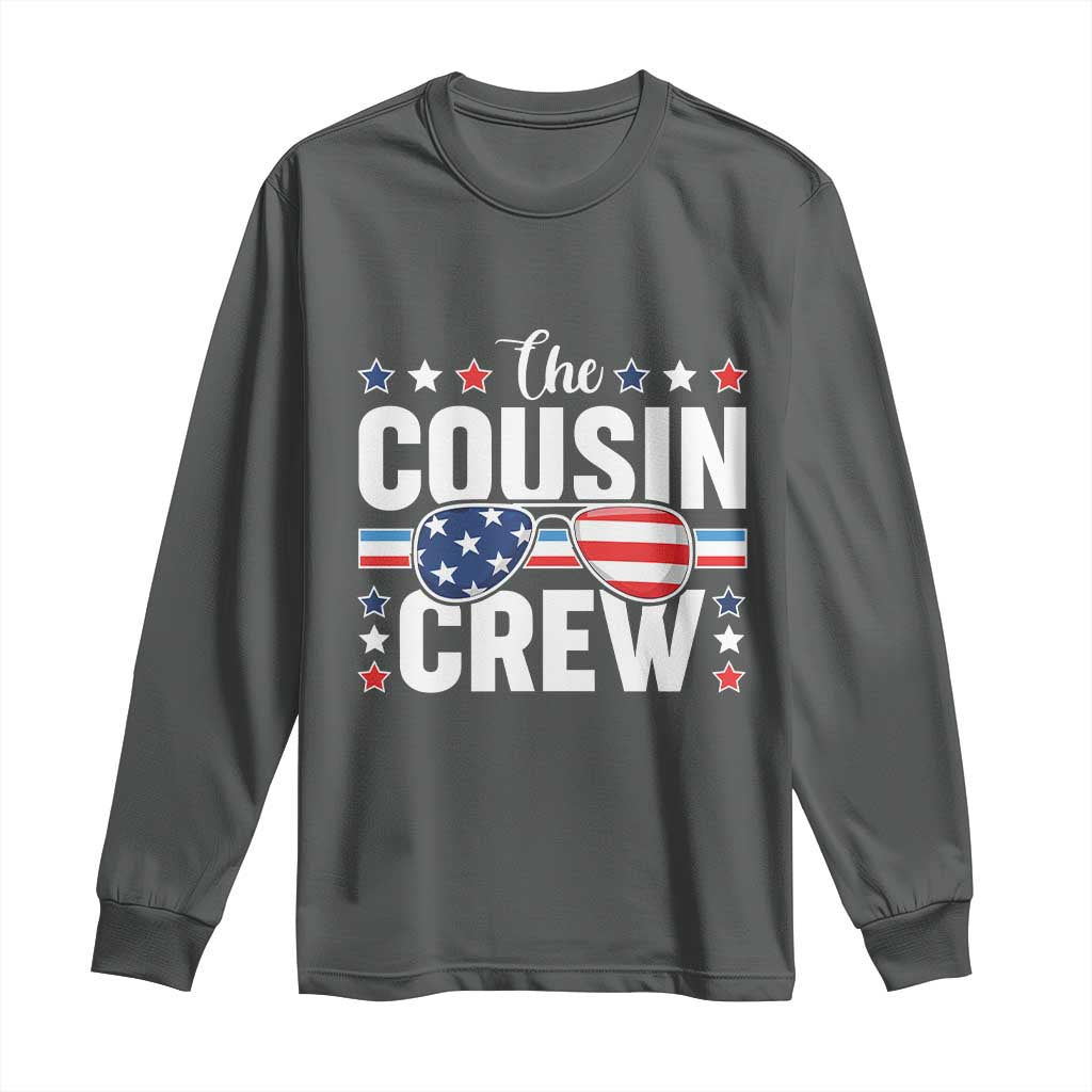 Funny The Cousin Crew 4th Of July Long Sleeve Shirt Patriotic American Family Matching TS11 Dark Heather Print Your Wear