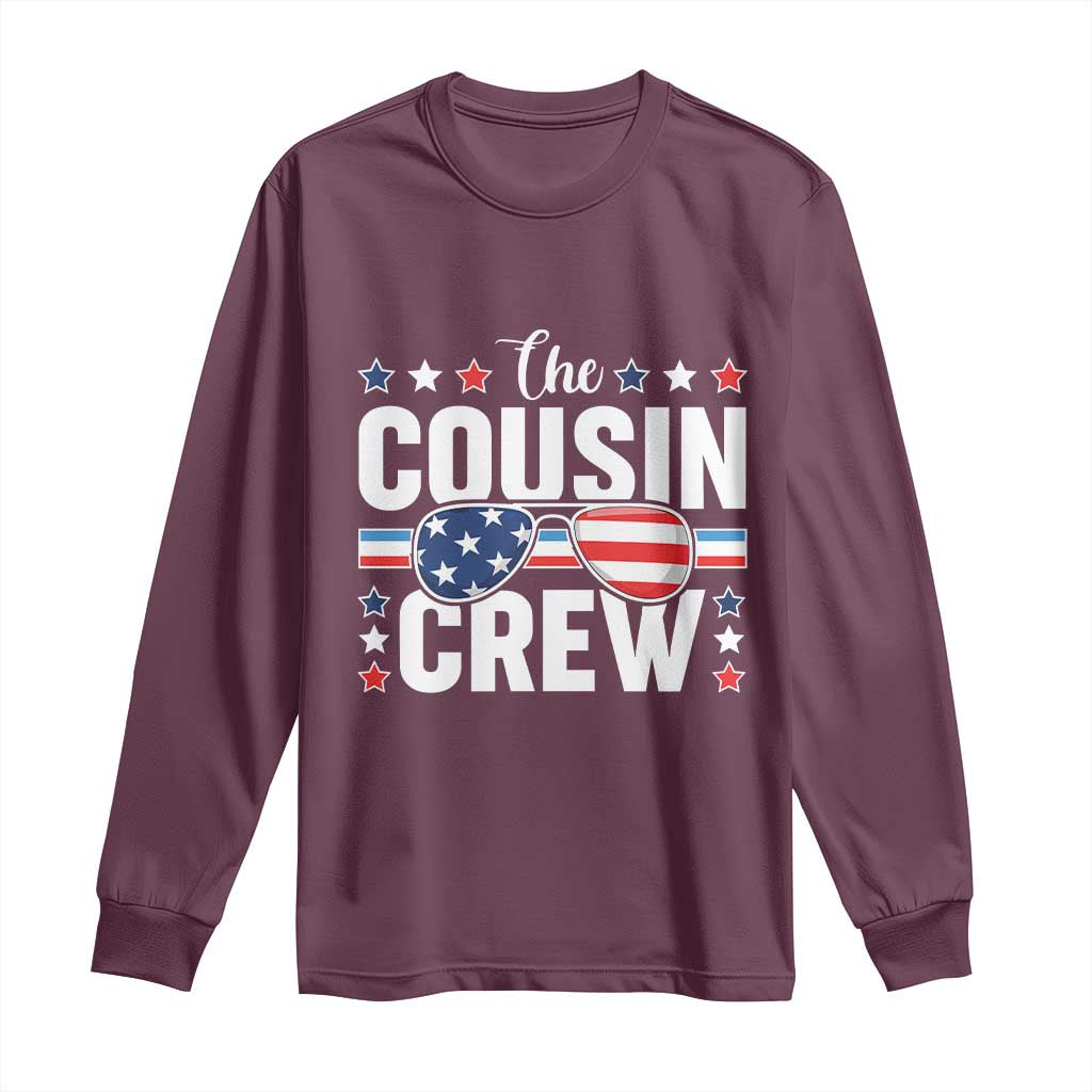 Funny The Cousin Crew 4th Of July Long Sleeve Shirt Patriotic American Family Matching TS11 Maroon Print Your Wear
