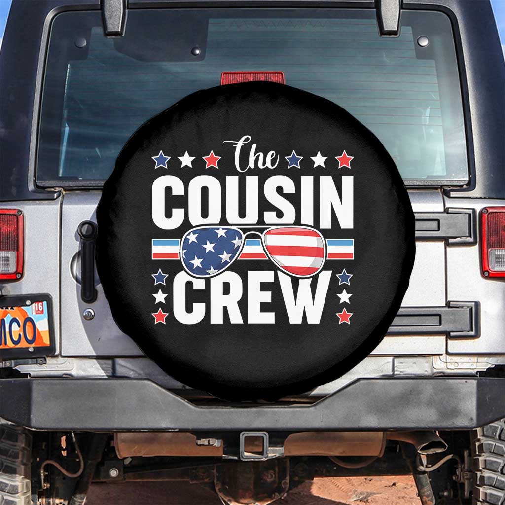 Funny The Cousin Crew 4th Of July Spare Tire Cover Patriotic American Family Matching TS11 No hole Black Print Your Wear