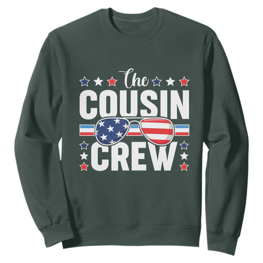 Funny The Cousin Crew 4th Of July Sweatshirt Patriotic American Family Matching TS11 Dark Forest Green Print Your Wear