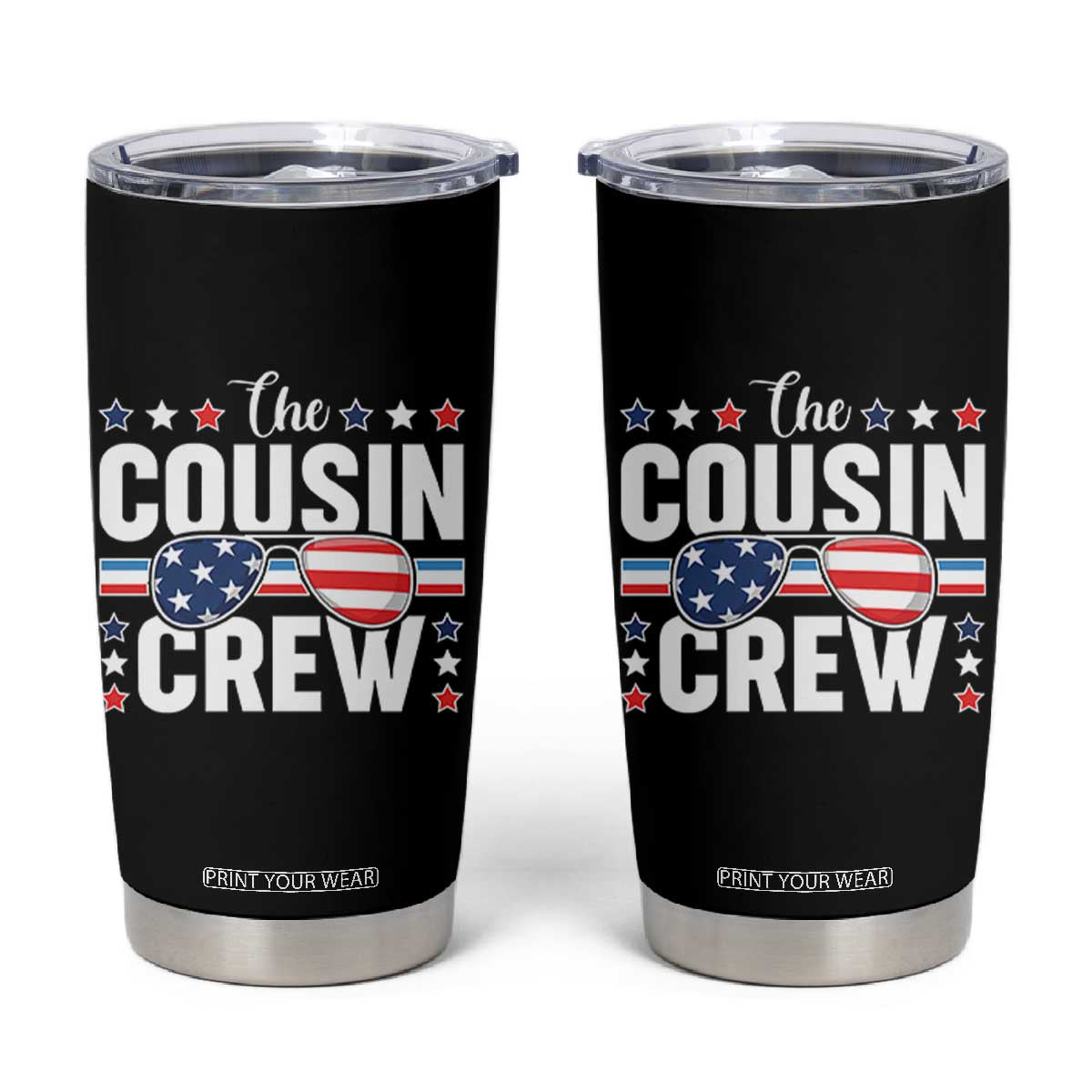 Funny The Cousin Crew 4th Of July Tumbler Cup Patriotic American Family Matching TS11 Black Print Your Wear