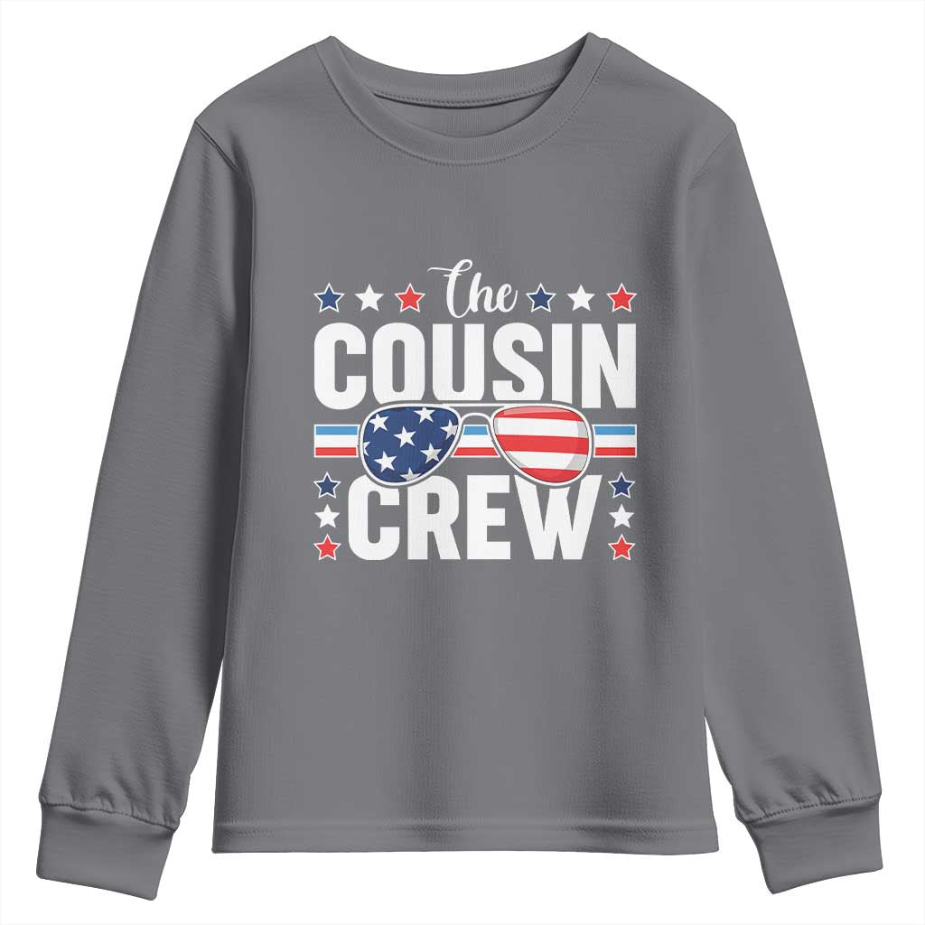 Funny The Cousin Crew 4th Of July Youth Sweatshirt Patriotic American Family Matching TS11 Charcoal Print Your Wear