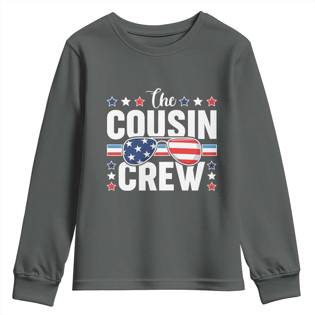 Funny The Cousin Crew 4th Of July Youth Sweatshirt Patriotic American Family Matching TS11 Dark Heather Print Your Wear