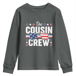 Funny The Cousin Crew 4th Of July Youth Sweatshirt Patriotic American Family Matching TS11 Dark Heather Print Your Wear